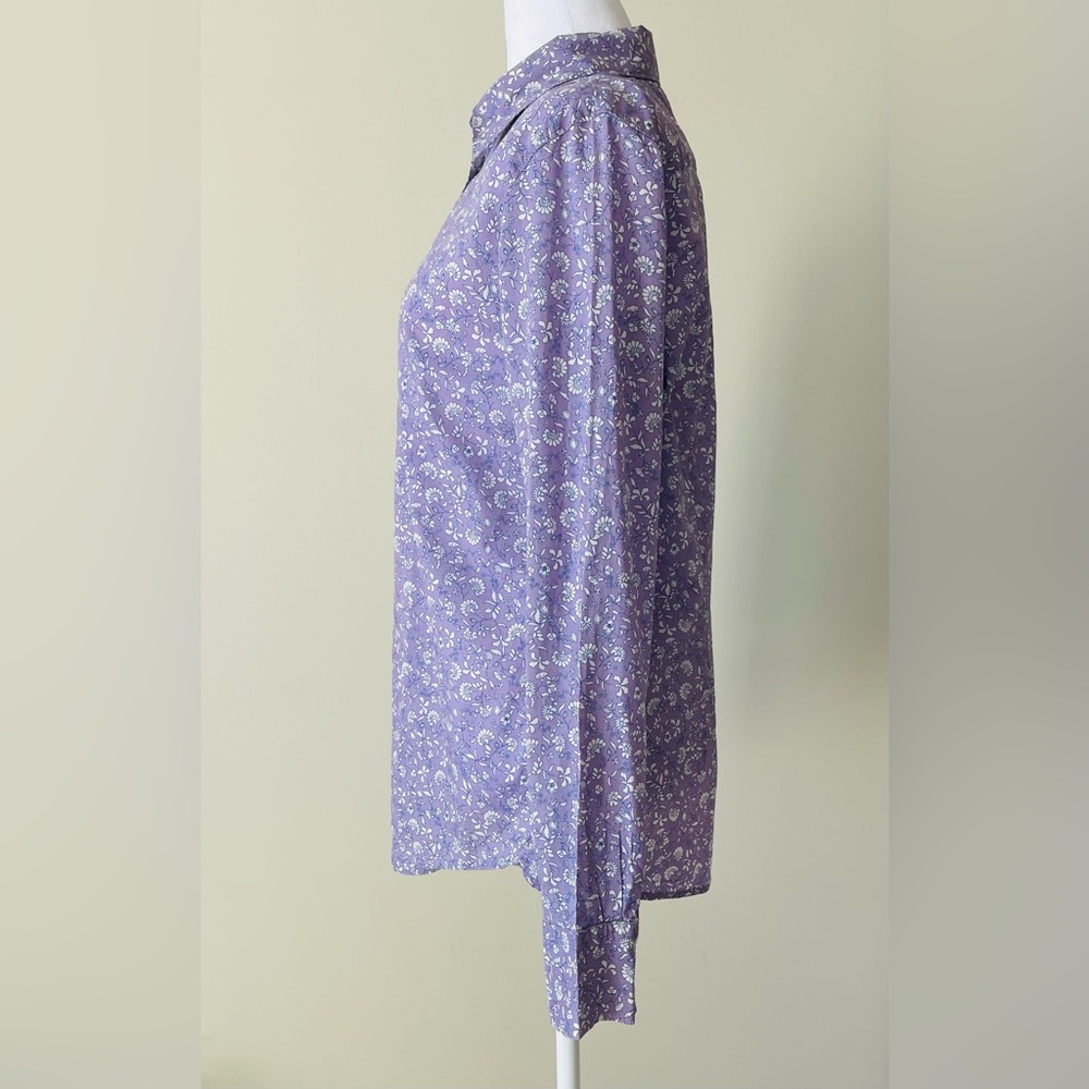 Gap Long Sleeve White and Purple Flower Print Dress Shirt Size 12 EUC - Picture 3 of 8